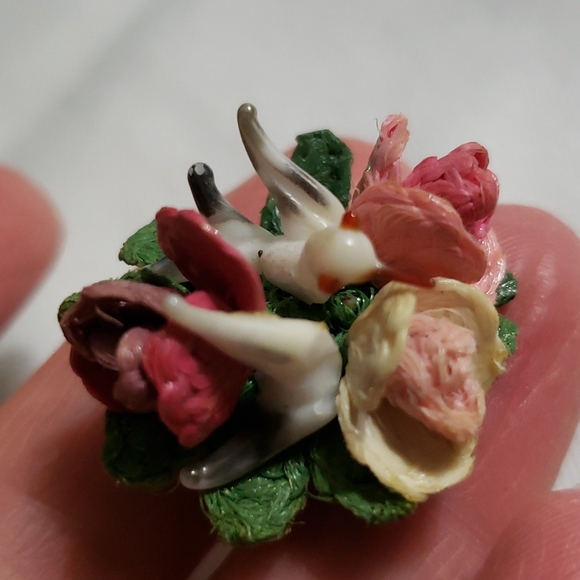 Vintage Porcelain and fabric earrings - Picture 6 of 6